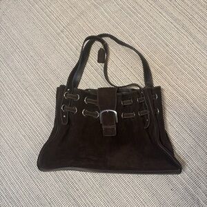 a.n.a Dark Brown Suede Shoulder Bag